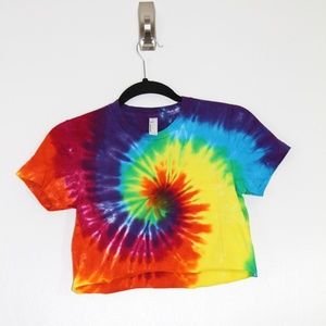 Tie Dye Crop Top Festival T-Shirt Cute Rainbow